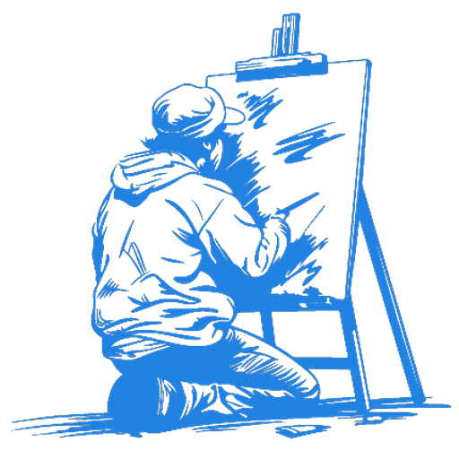 illustration of a person at an easel painting